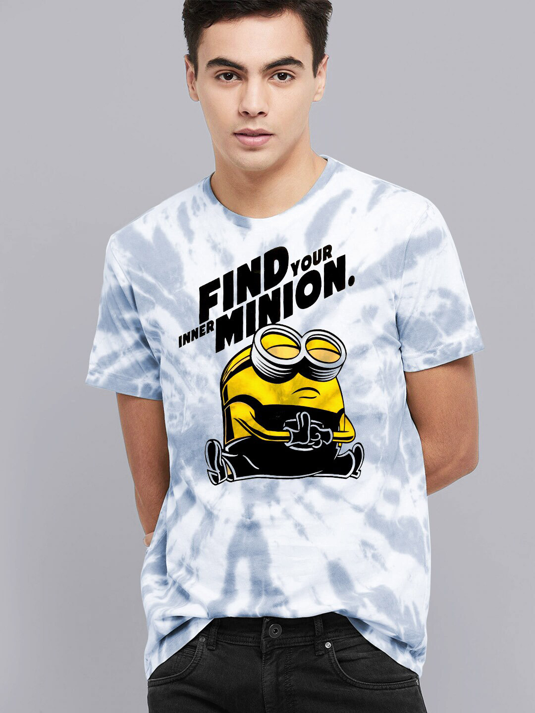 

Free Authority Men Grey & White Minions Printed Cotton Tshirts