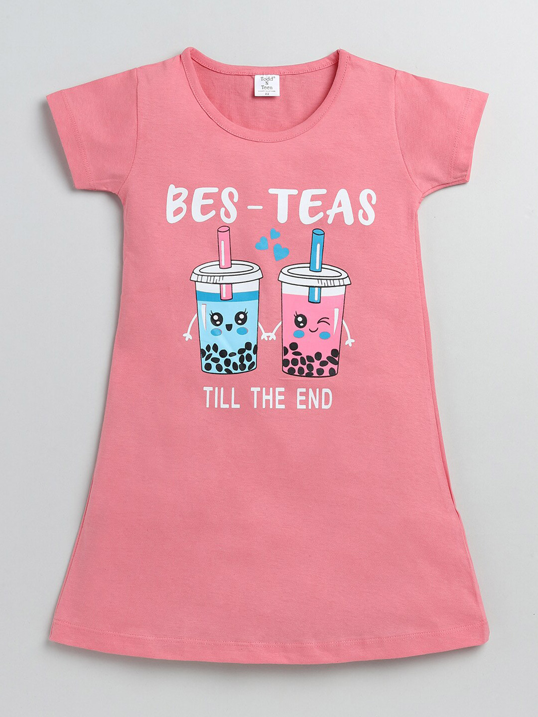 

Todd N Teen Girls Pink Printed Nightdress