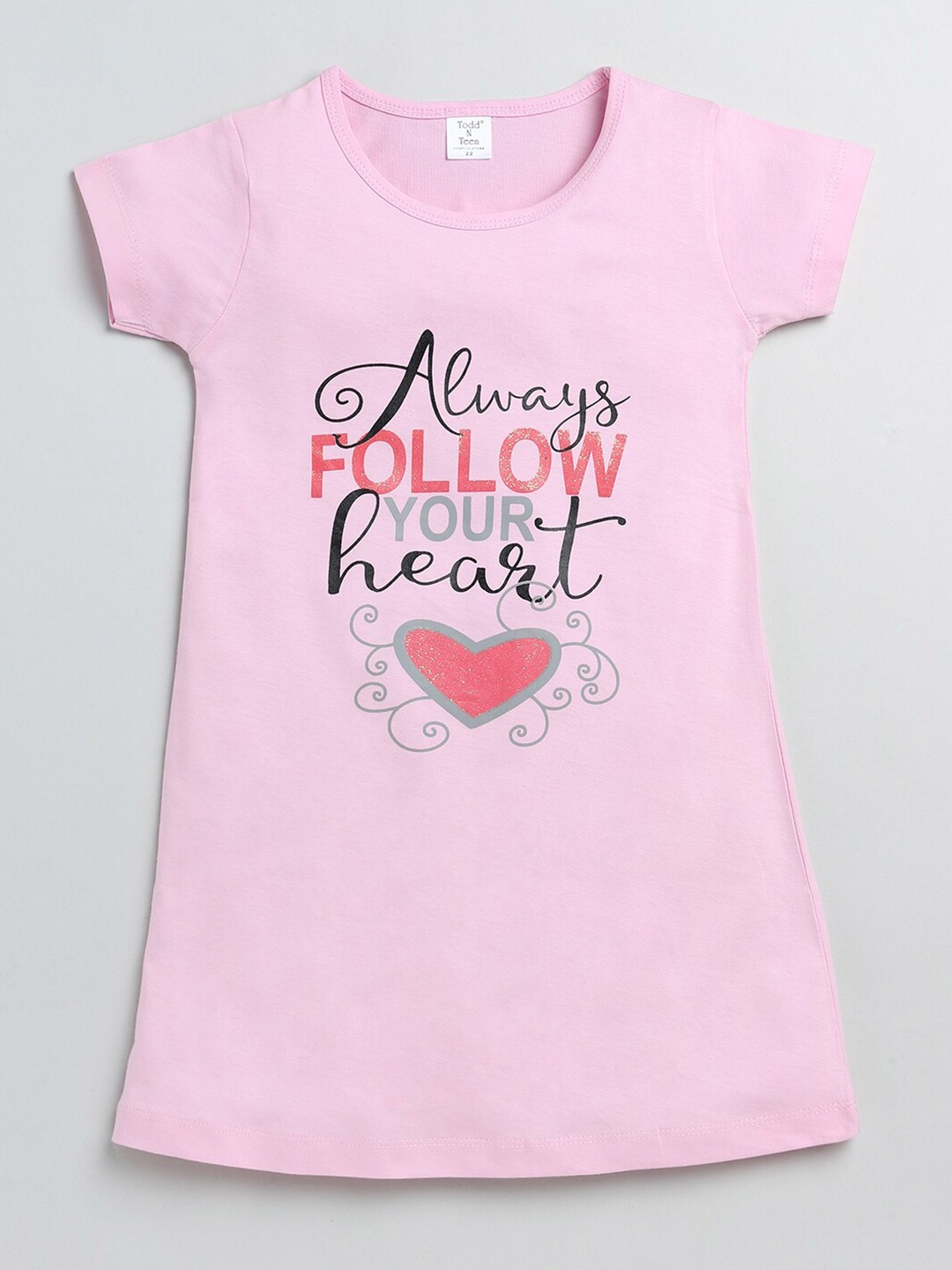 

Todd N Teen Girls Pink Pure Cotton Printed Nightdress