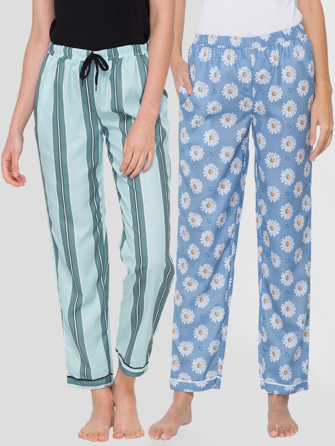 

FashionRack Women Set of 2 Cotton Lounge Pants, Blue
