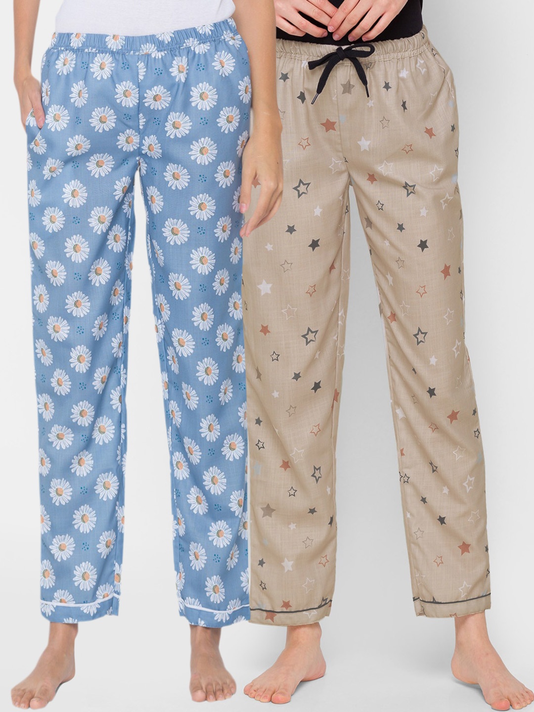 

FashionRack Women Set of 2 Cotton Lounge Pants, Blue