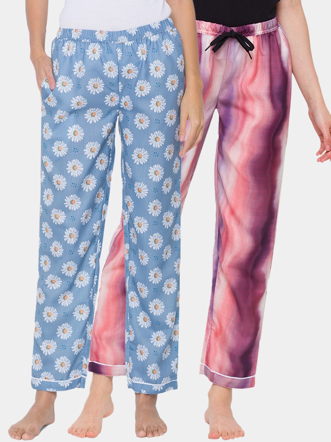 

FashionRack Women Pack of 2 Printed Cotton Lounge Pants, Blue