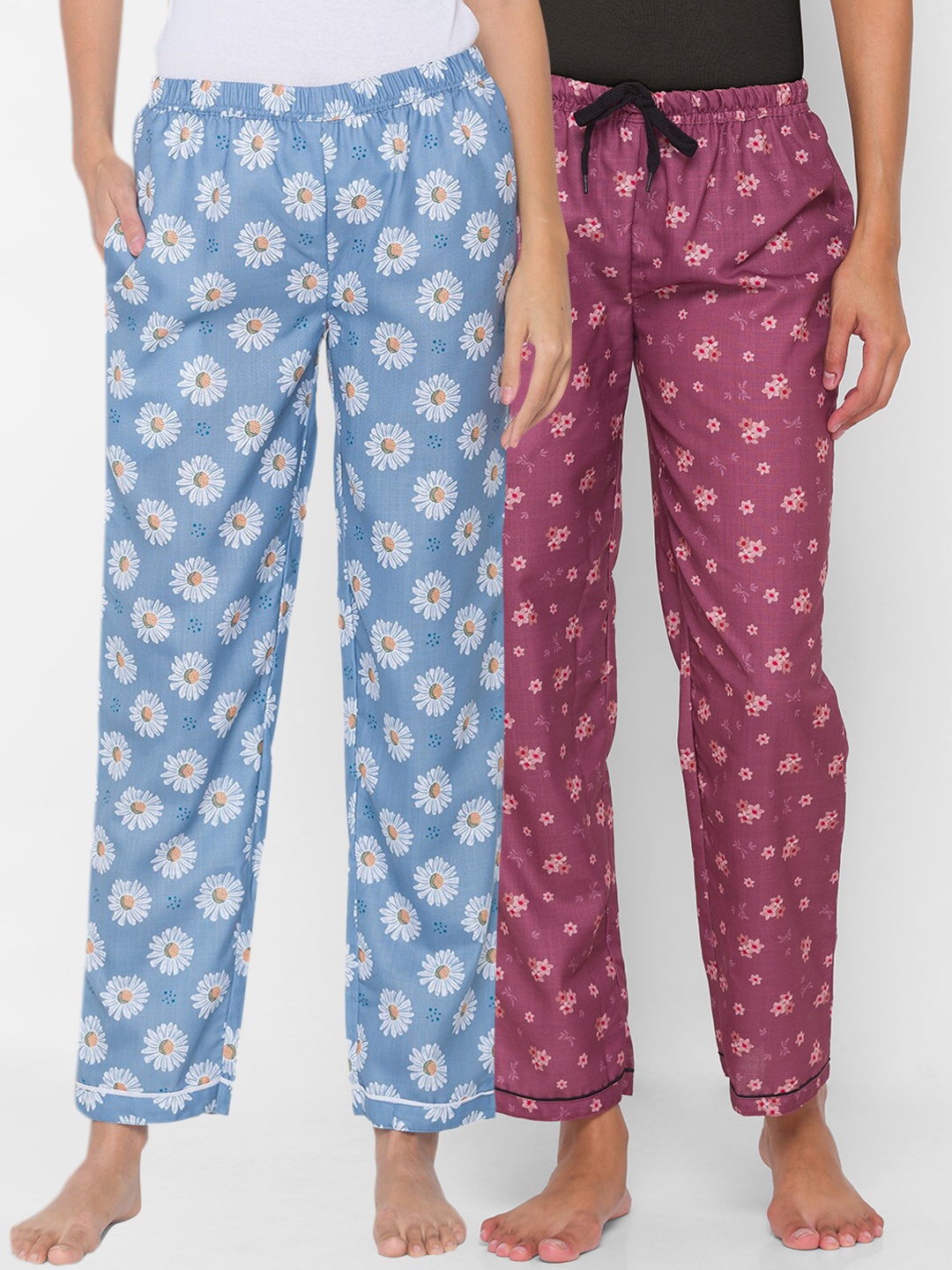 

FashionRack Pack Of 2 Printed Cotton Lounge Pants, Blue