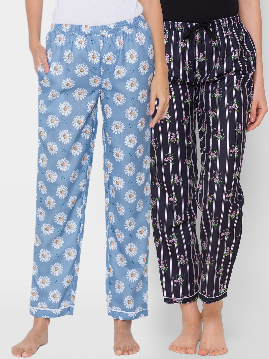 

FashionRack Women Set of 2 Cotton Lounge Pants, Blue