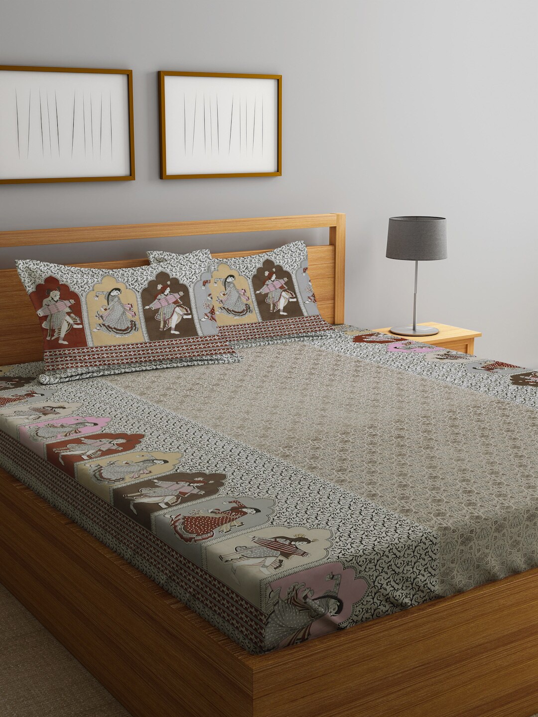 

KLOTTHE Pure Cotton 300 TC King Bedsheet with 2 Pillow Covers, Brown