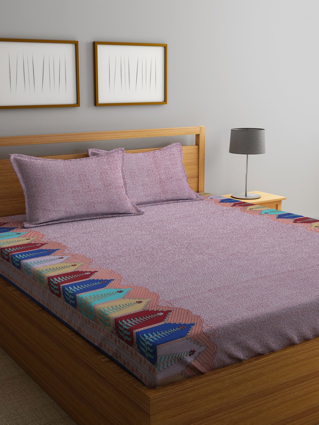 

KLOTTHE Pure Cotton 300 TC King Bedsheet with 2 Pillow Covers, Purple
