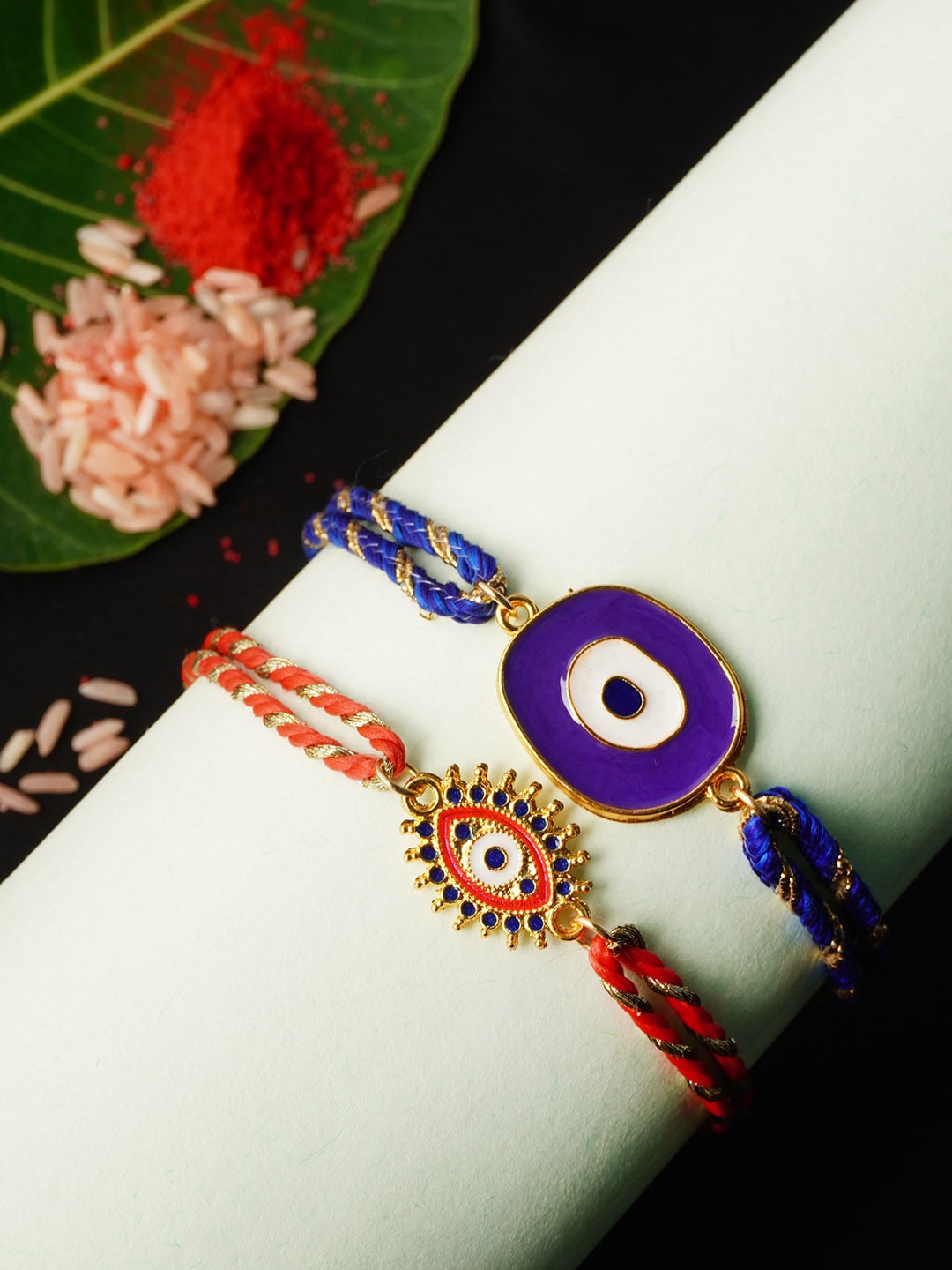 

Ferosh Men Set of 2 Blue & Red Evil Eye Rakhi