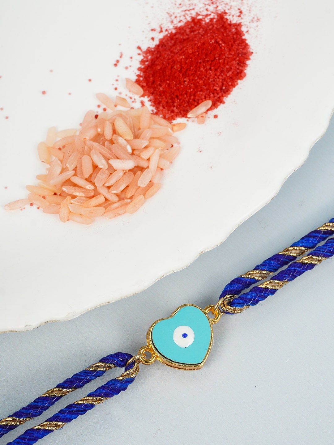 

Ferosh Men Blue Evil-EYE Heart Shaped Designed Rakhi