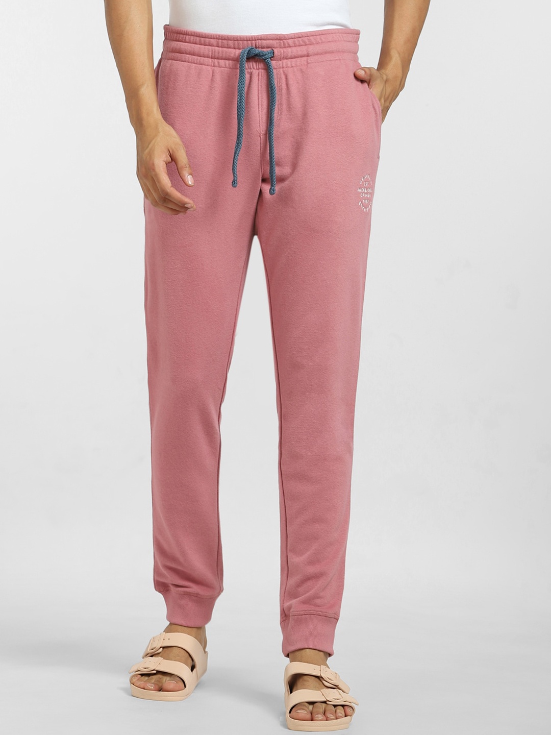 

Jack & Jones Men Rose Pink Solid Joggers