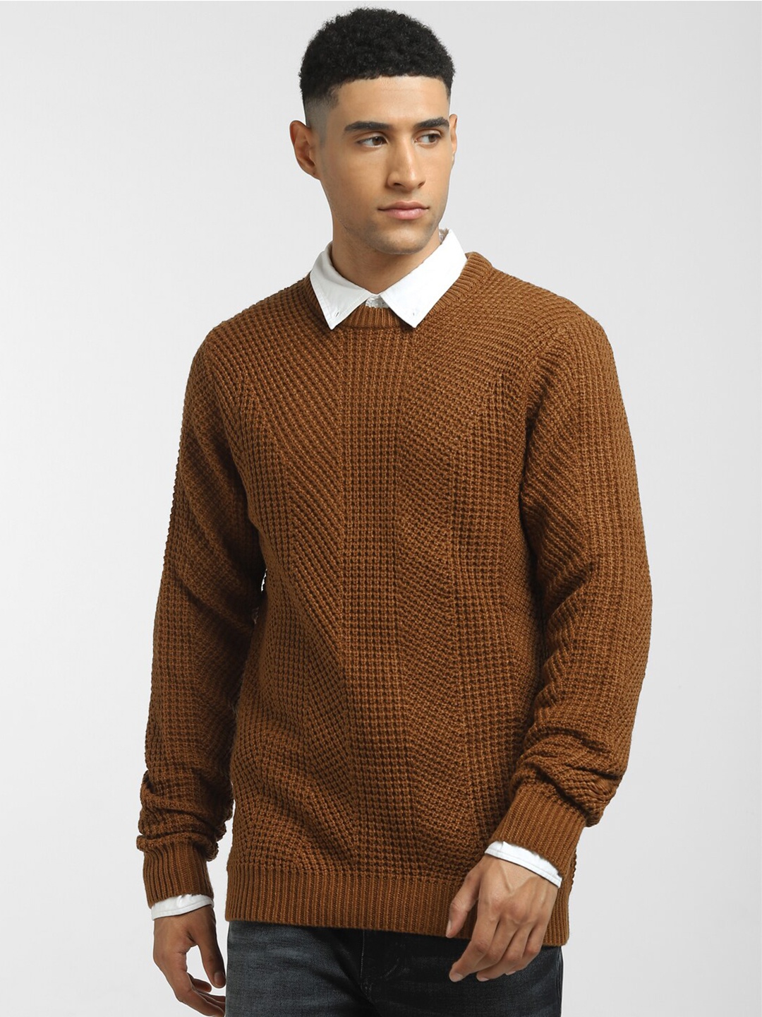 

Jack & Jones Men Brown Pullover Long Sleeves Sweater