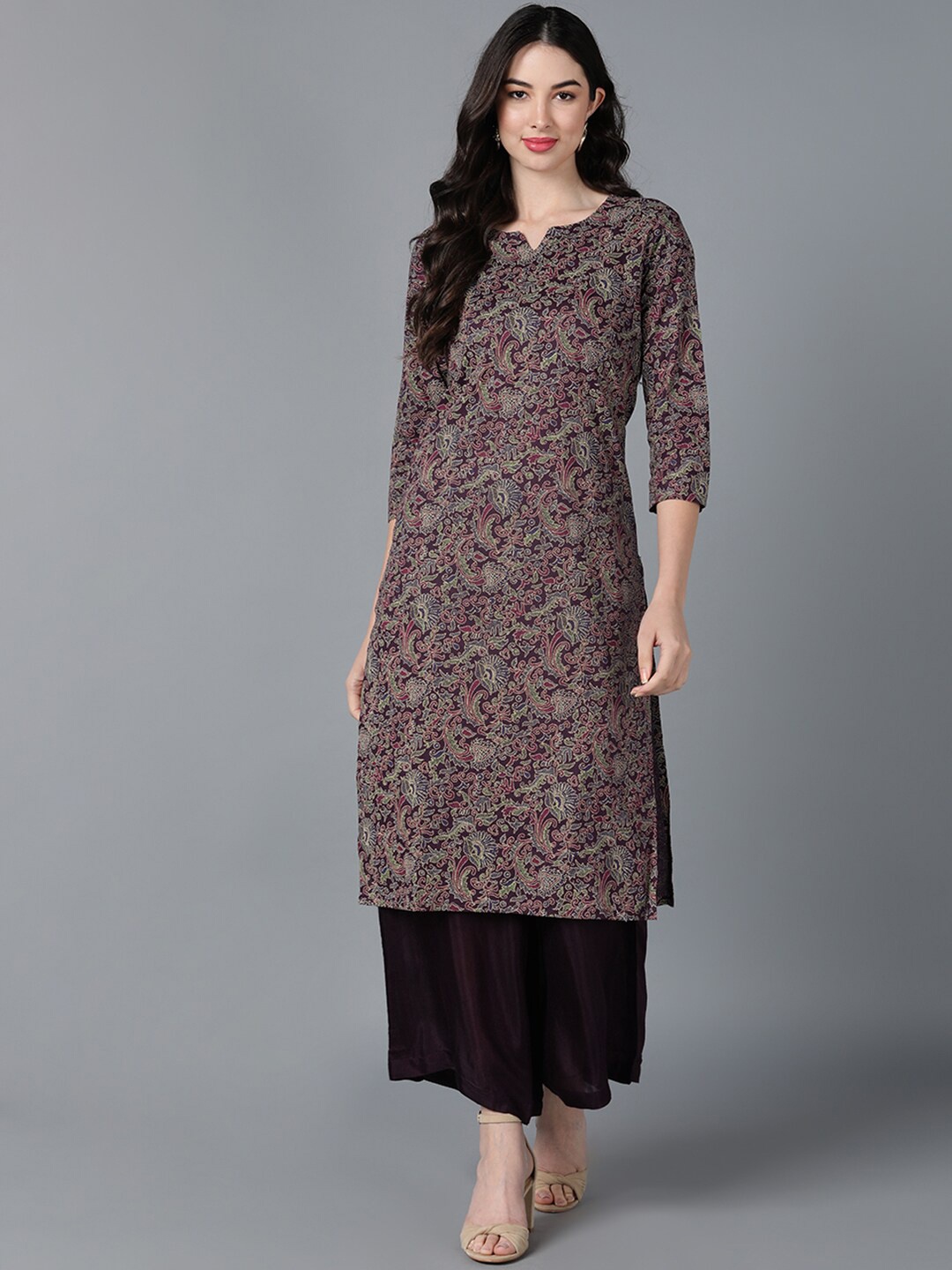 

AHIKA Women Purple Printed Cotton Kurta