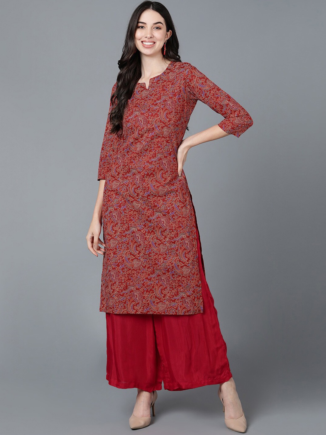 

AHIKA Women Red Ethnic Motifs Printed Kurta