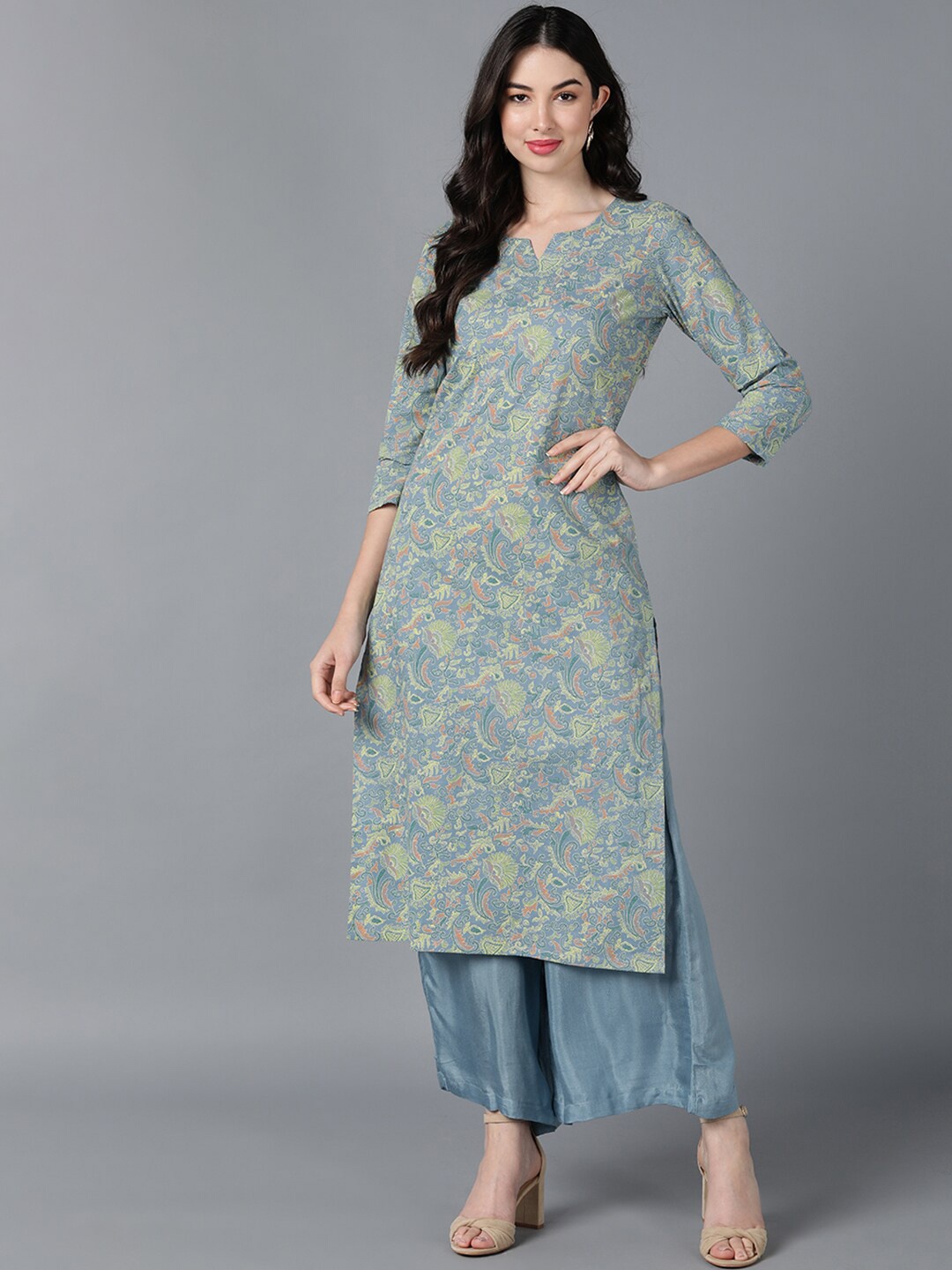 

AHIKA Women Blue Printed Anarkali Kurta