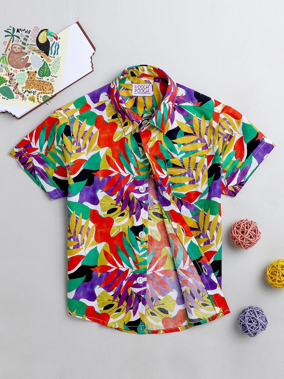 

KOOCHI POOCHI Boys Multicoloured Pure Cotton Standard Printed Casual Shirt, Multi