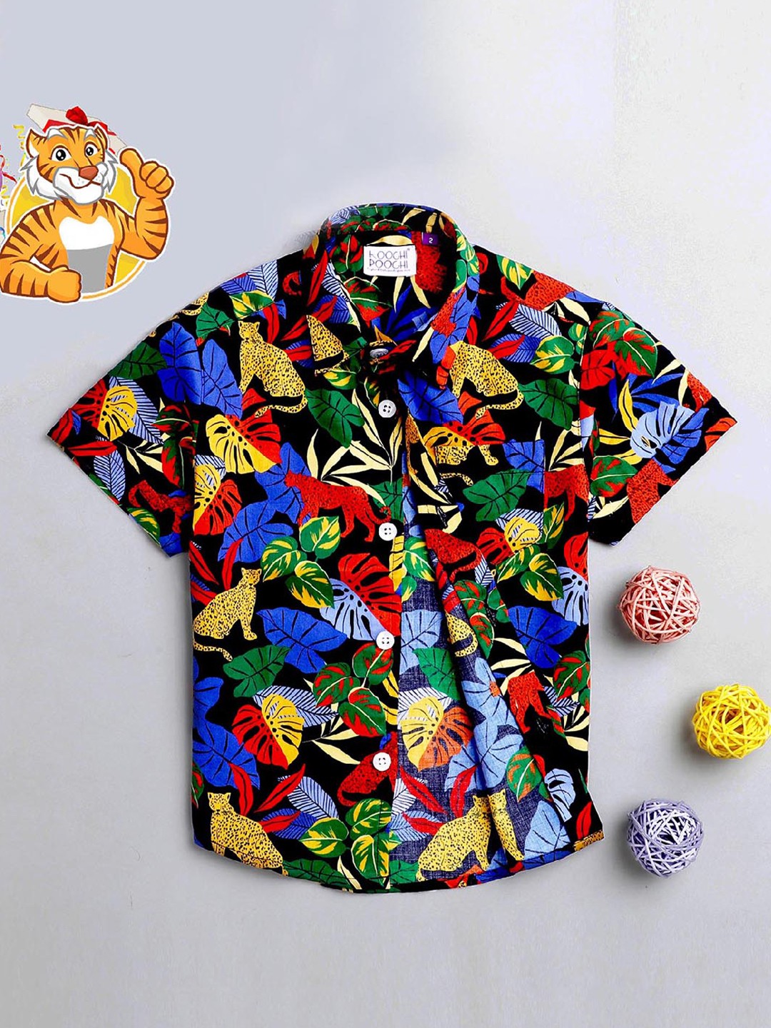 

KOOCHI POOCHI Boys Multicoloured Standard Floral Printed Casual Shirt, Multi