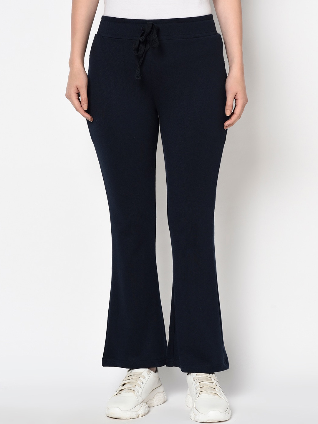 

Miss Grace Women Blue Cotton Boot-Cut Track Pants