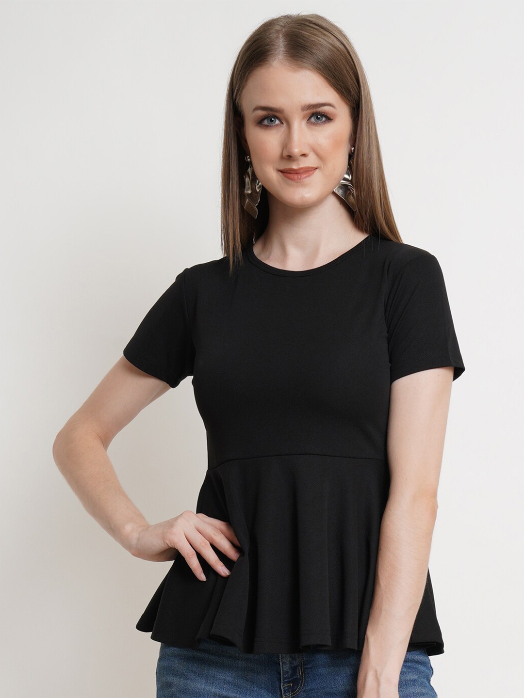 

Popwings Black Peplum Top