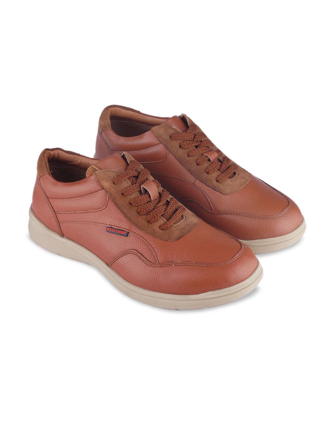 

Red Chief Men Tan Leather Sneakers