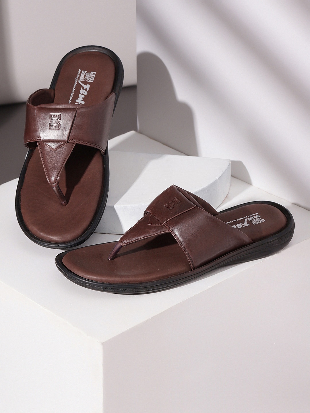 

Red Chief Men Brown Leather Comfort Sandals