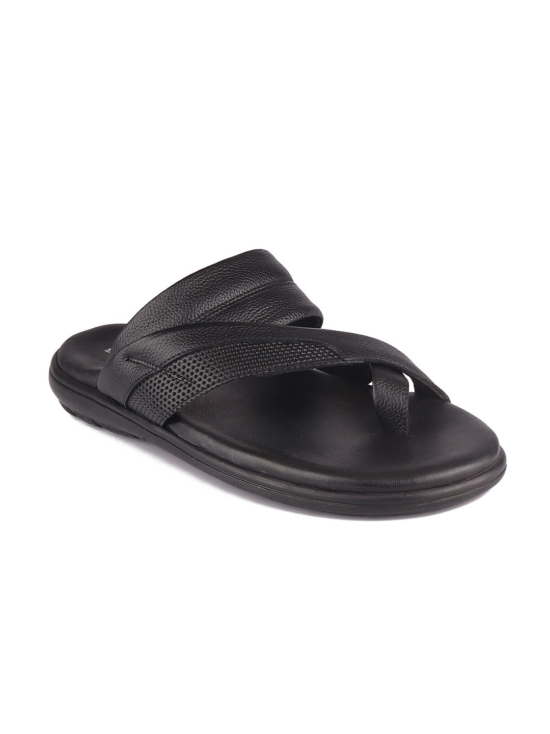 

Red Chief Men Black Leather Comfort Sandals