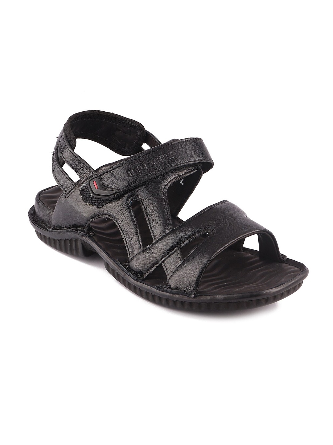 

Red Chief Men Black Leather Comfort Sandals