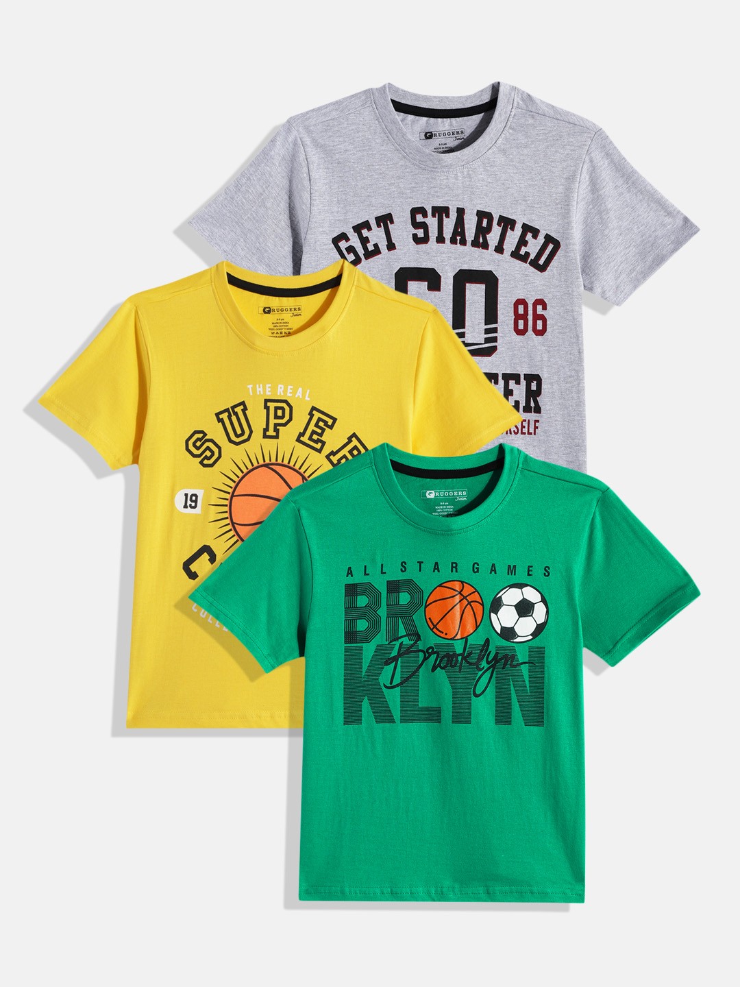 

Ruggers Junior Boys Pack Of 3 Printed T-shirts, Green