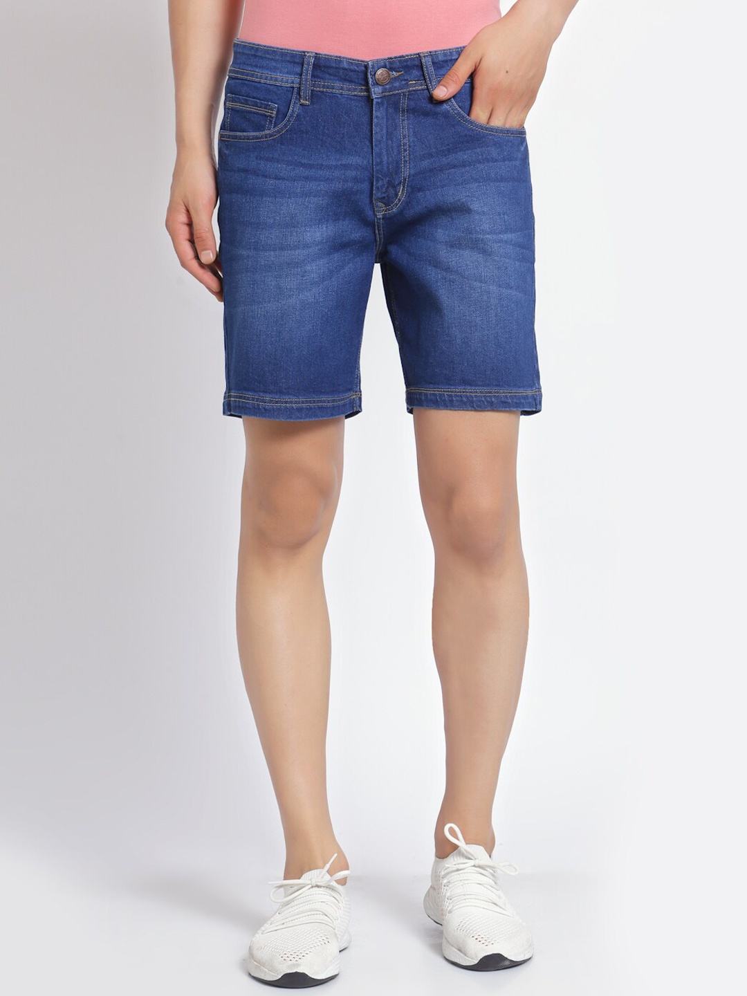 

FEVER Men Blue Washed Slim Fit Denim Shorts