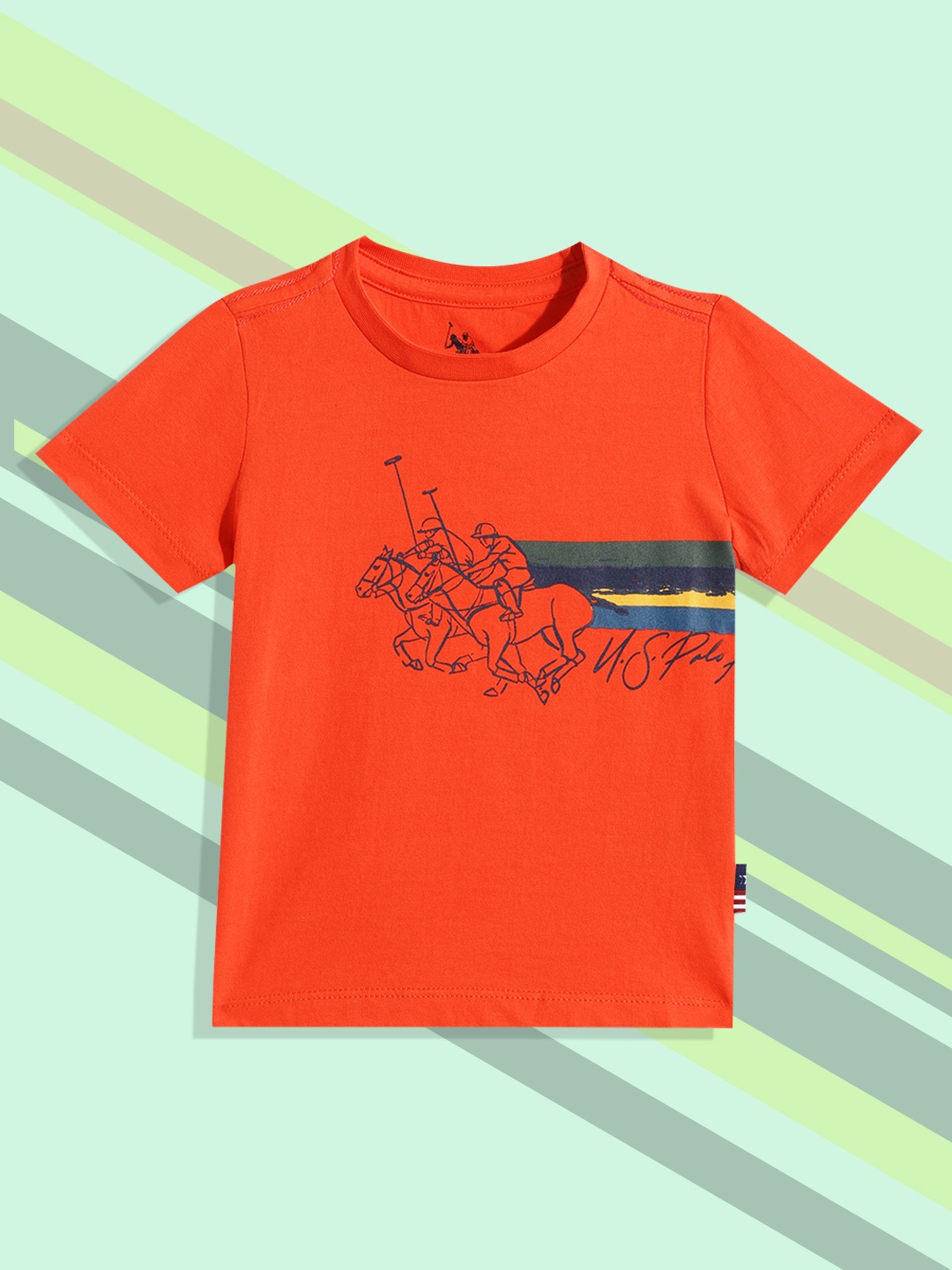 

U.S. Polo Assn. Kids Boys Red Brand Logo Printed Pure Cotton T-shirt