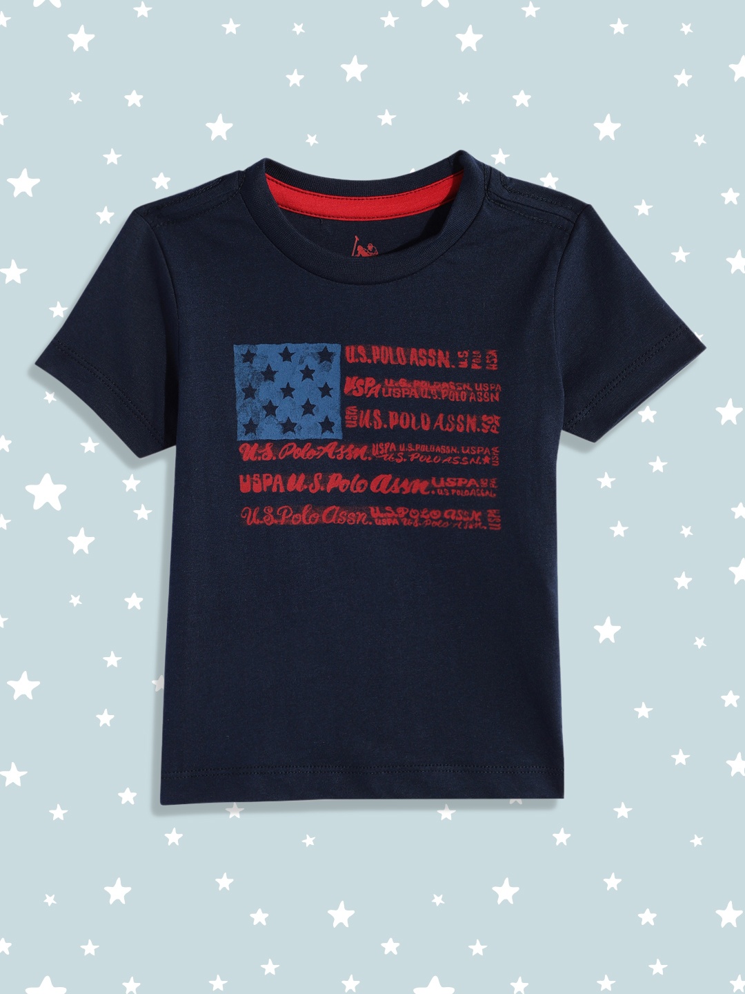 

U.S. Polo Assn. Kids Boys Navy Blue Brand Logo Printed Pure Cotton T-shirt