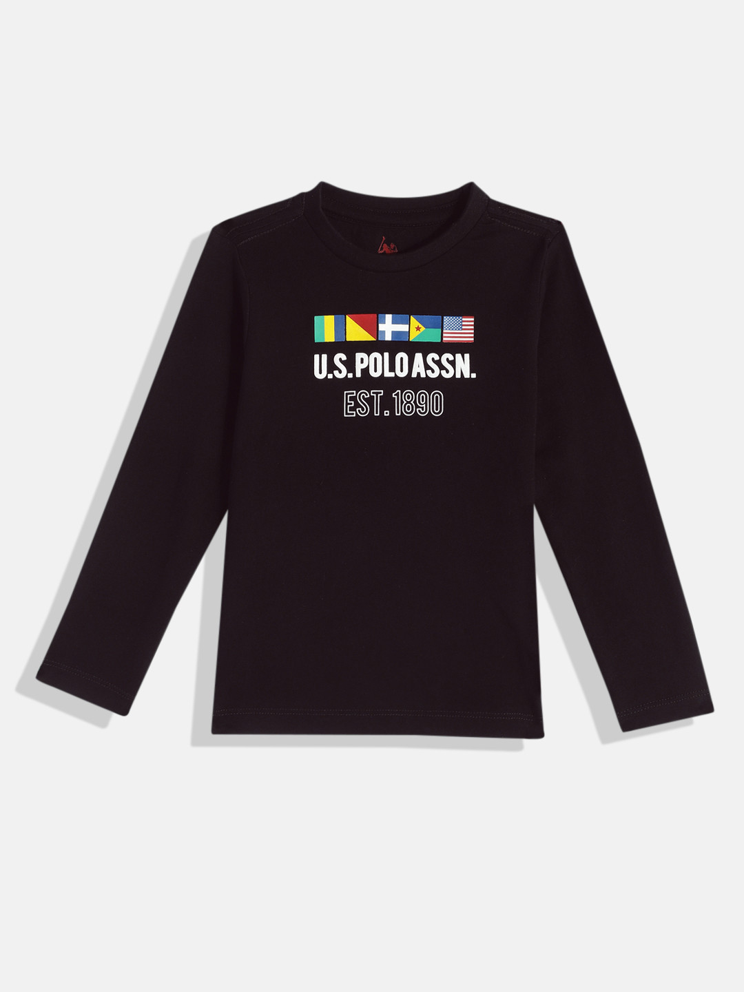 

U.S. Polo Assn. Kids Boys Black Printed Pure Cotton T-shirt