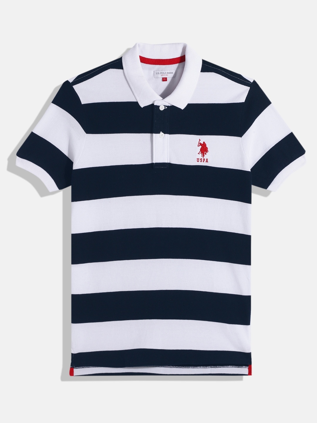 

U.S. Polo Assn. Kids Boys Striped Pure Cotton Polo Collar T-shirt, Navy blue