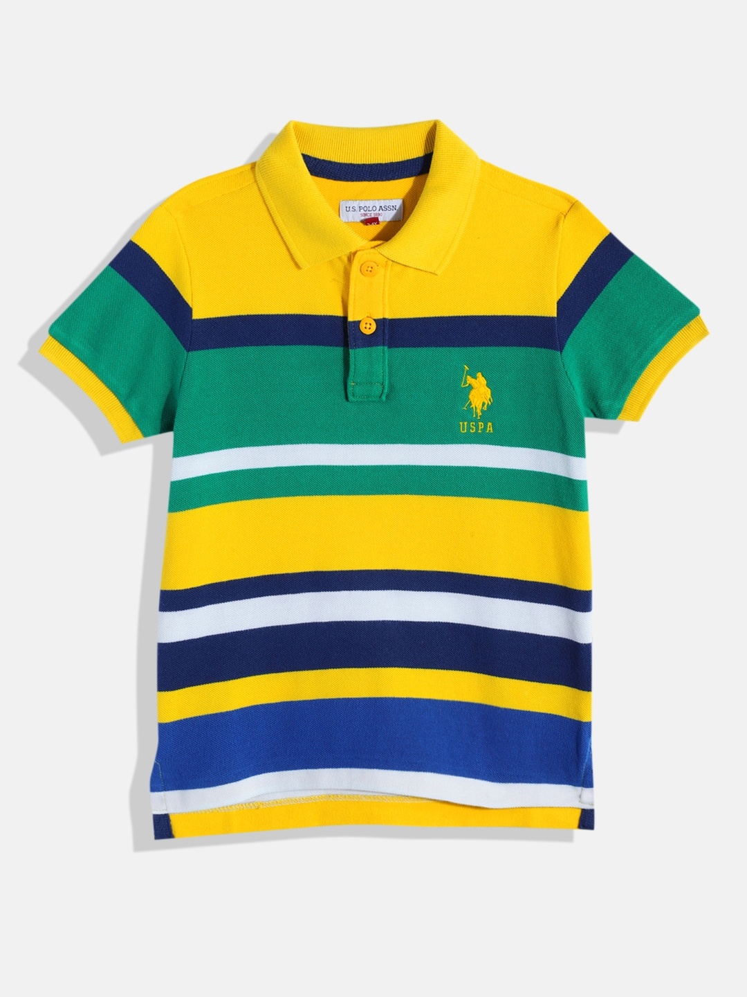 

U.S. Polo Assn. Kids Boys Striped Pure Cotton Polo Collar T-shirt, Multi