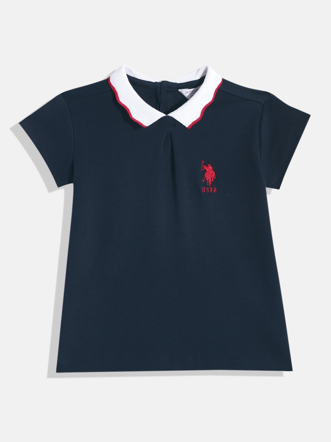 

U.S. Polo Assn. Kids Girls Pure Cotton Polo Collar T-shirt, Navy blue