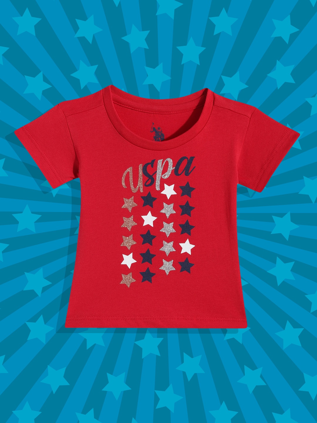 

U.S. Polo Assn. Kids Girls Red Brand Logo Printed Pure Cotton T-shirt