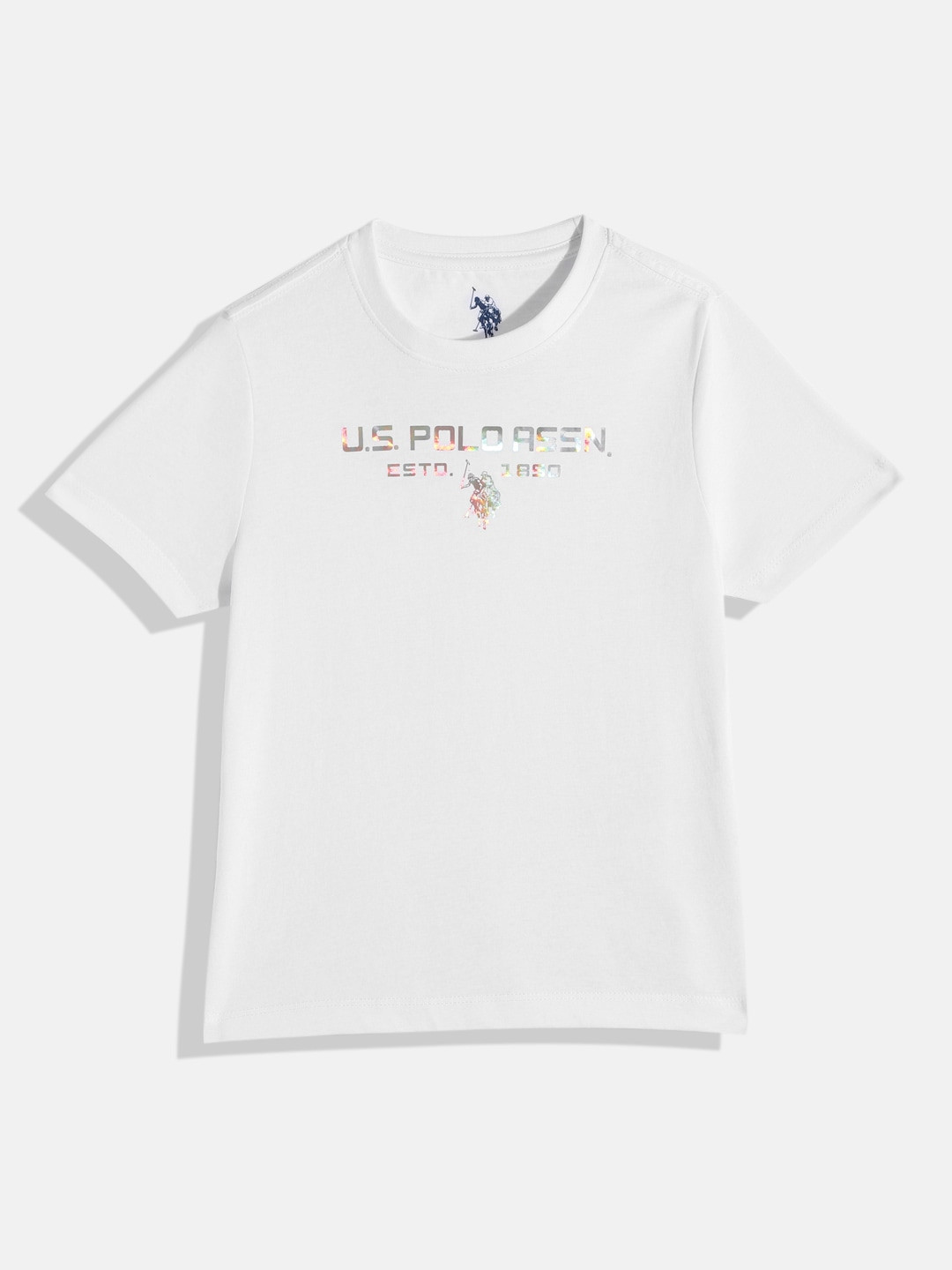 

U.S. Polo Assn. Kids Boys White Brand Logo Printed Pure Cotton T-shirt