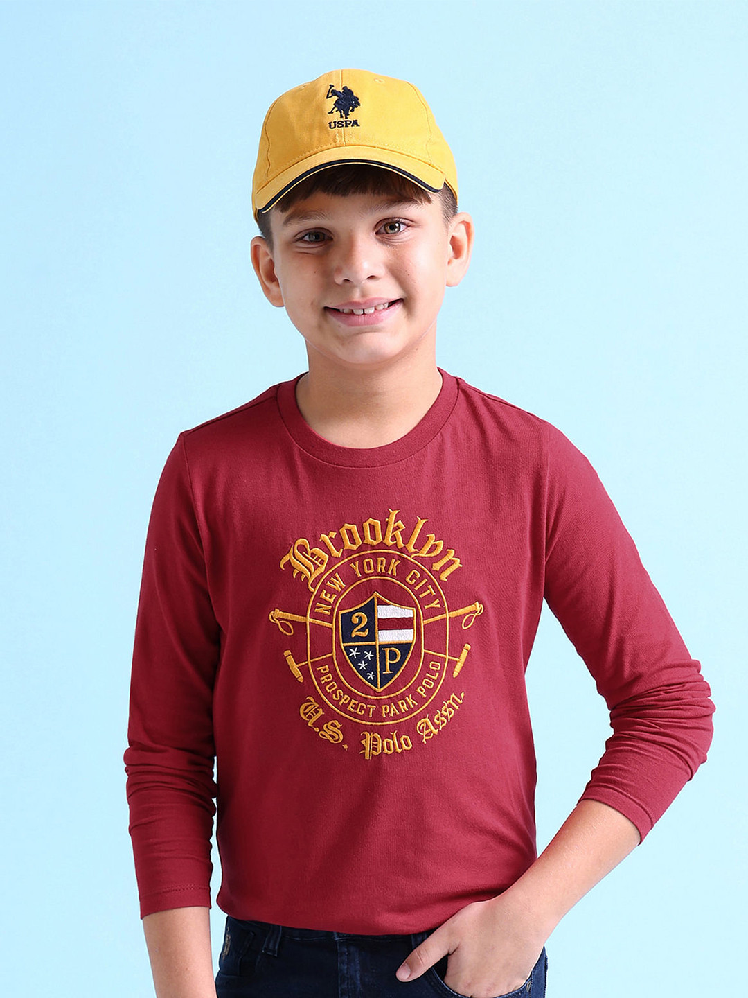 

U.S. Polo Assn. Kids Boys Red Brand Logo Pure Cotton T-shirt
