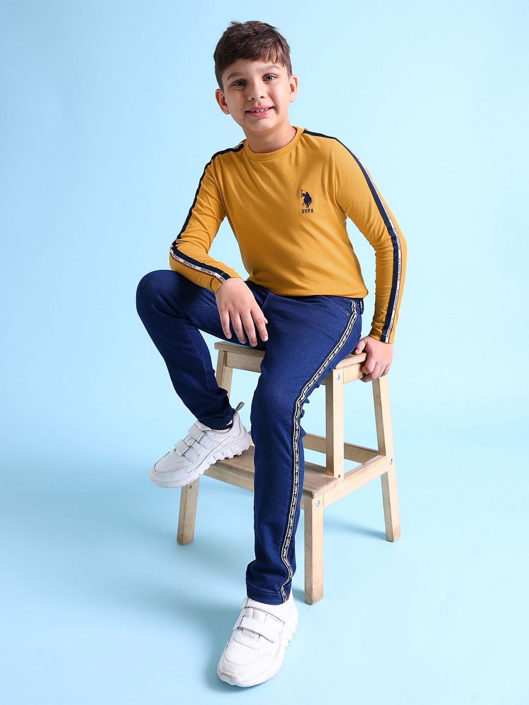 

U.S. Polo Assn. Kids Boys Yellow Solid Pure Cotton T-shirt