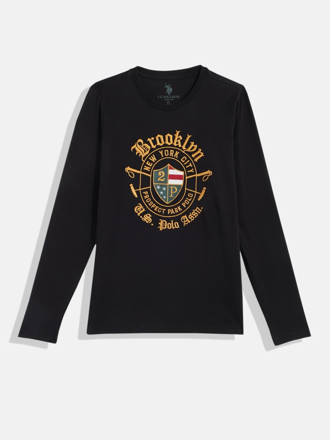 

U.S.Polo Assn. Kids Boys Black Self Design Pure Cotton T-shirt