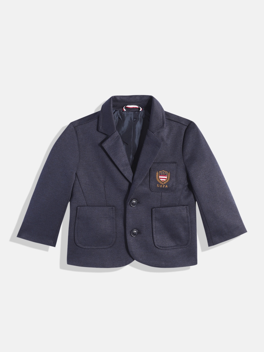 

U.S. Polo Assn. Kids Boys Solid Regular Fit Single-Breasted Casual Blazer, Navy blue