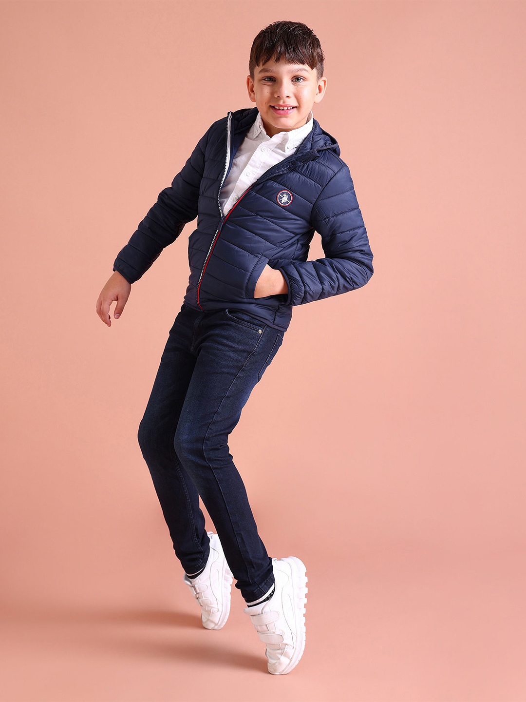 

U.S. Polo Assn. Kids Boys Navy Blue Solid Puffer Jacket