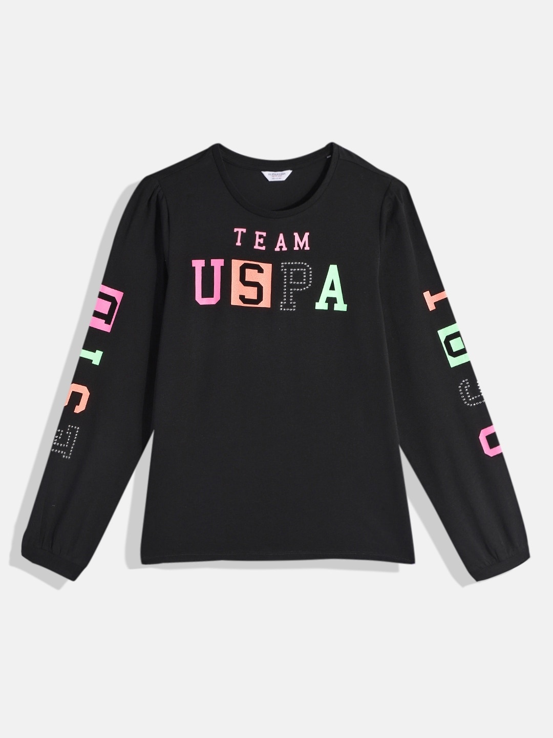 

U.S. Polo Assn. Kids Girls Printed T-shirt, Black