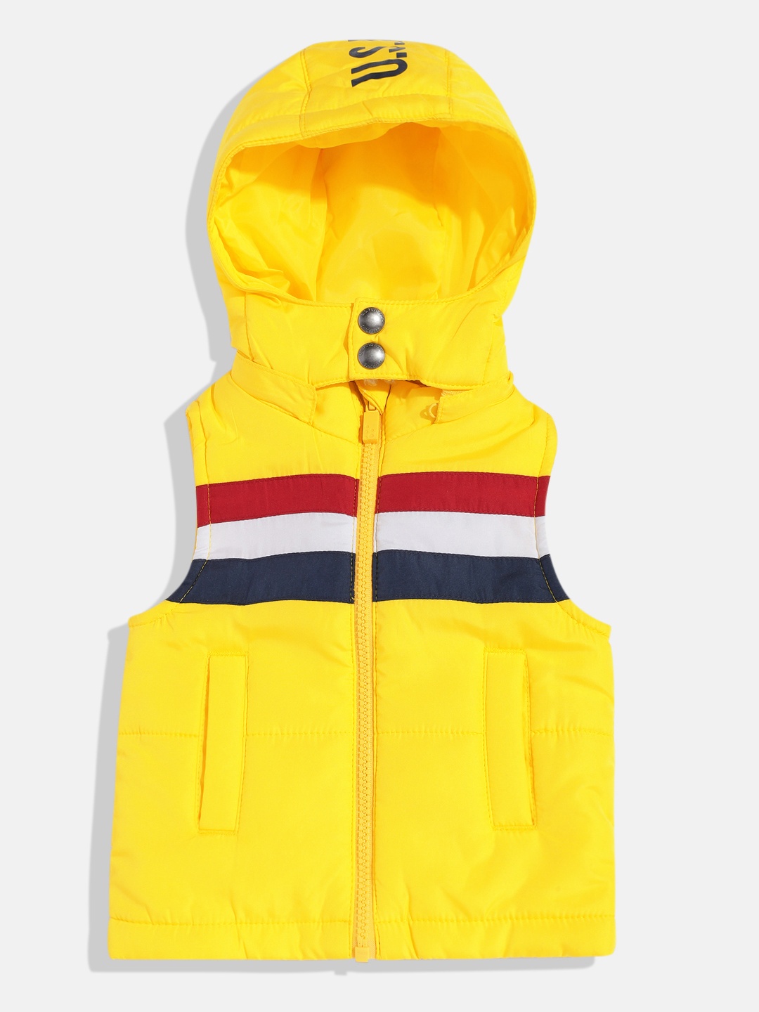 

U.S. Polo Assn. Boys Brand Logo Striped Padded Jacket, Yellow