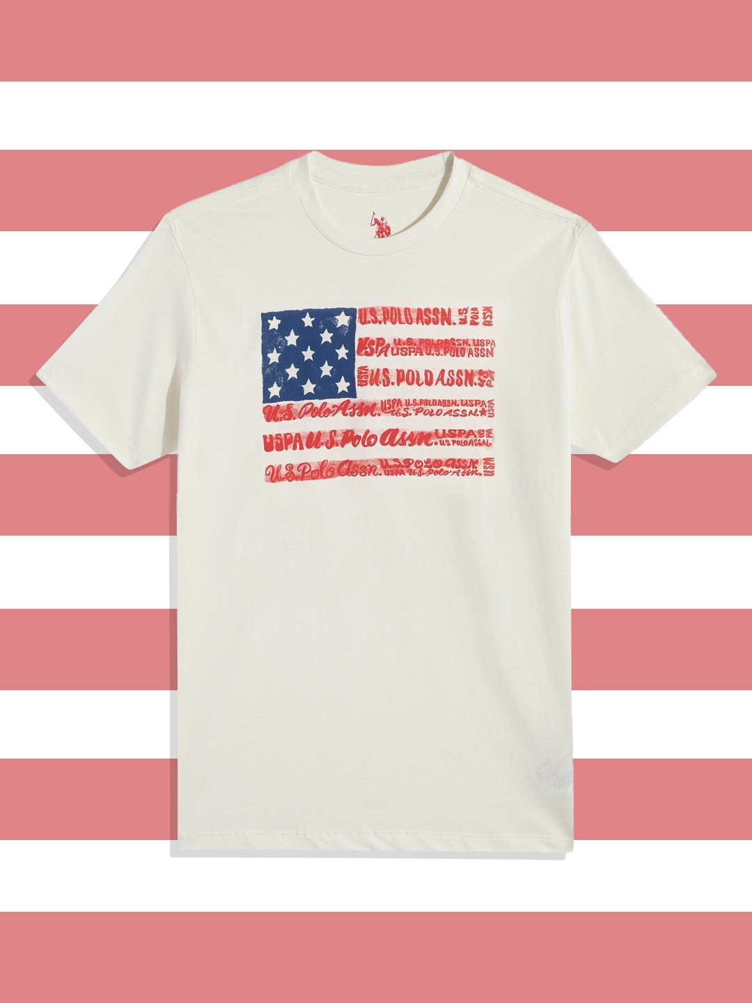 

U.S. Polo Assn. Kids Boys Off White Brand Logo Printed Pure Cotton T-shirt
