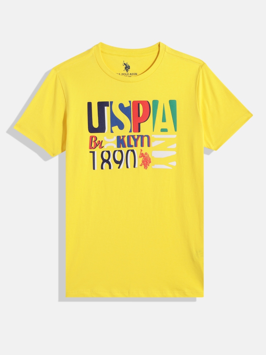 

U.S. Polo Assn. Kids Boys Yellow Printed Pure Cotton T-shirt