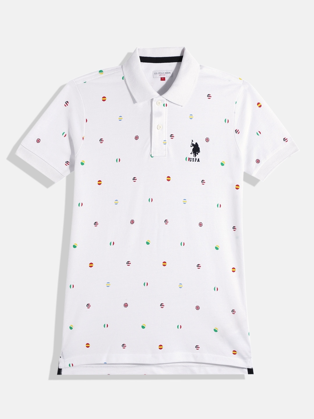

U.S. Polo Assn. Kids Boys Printed Pure Cotton Polo Collar T-shirt, White