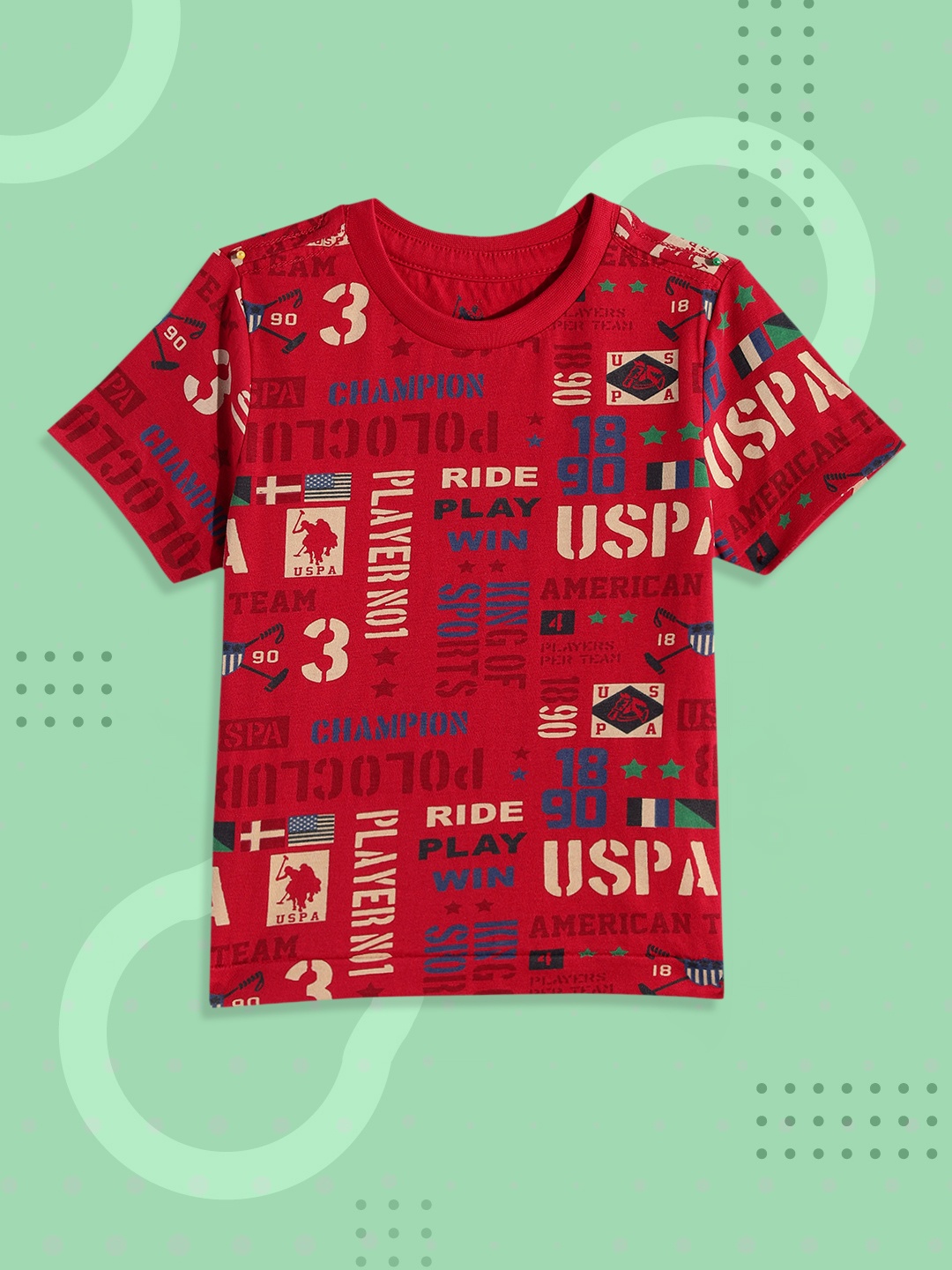 

U.S. Polo Assn. Kids Boys Red Typography Printed Pure Cotton T-shirt
