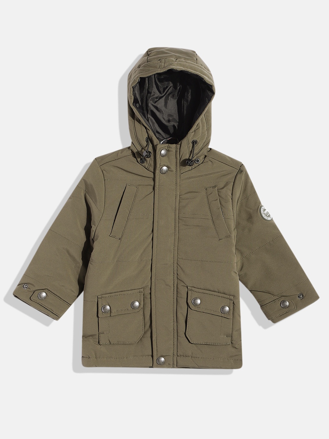 

U.S. Polo Assn. Kids Boys Olive Green Solid Hooded Padded Jacket