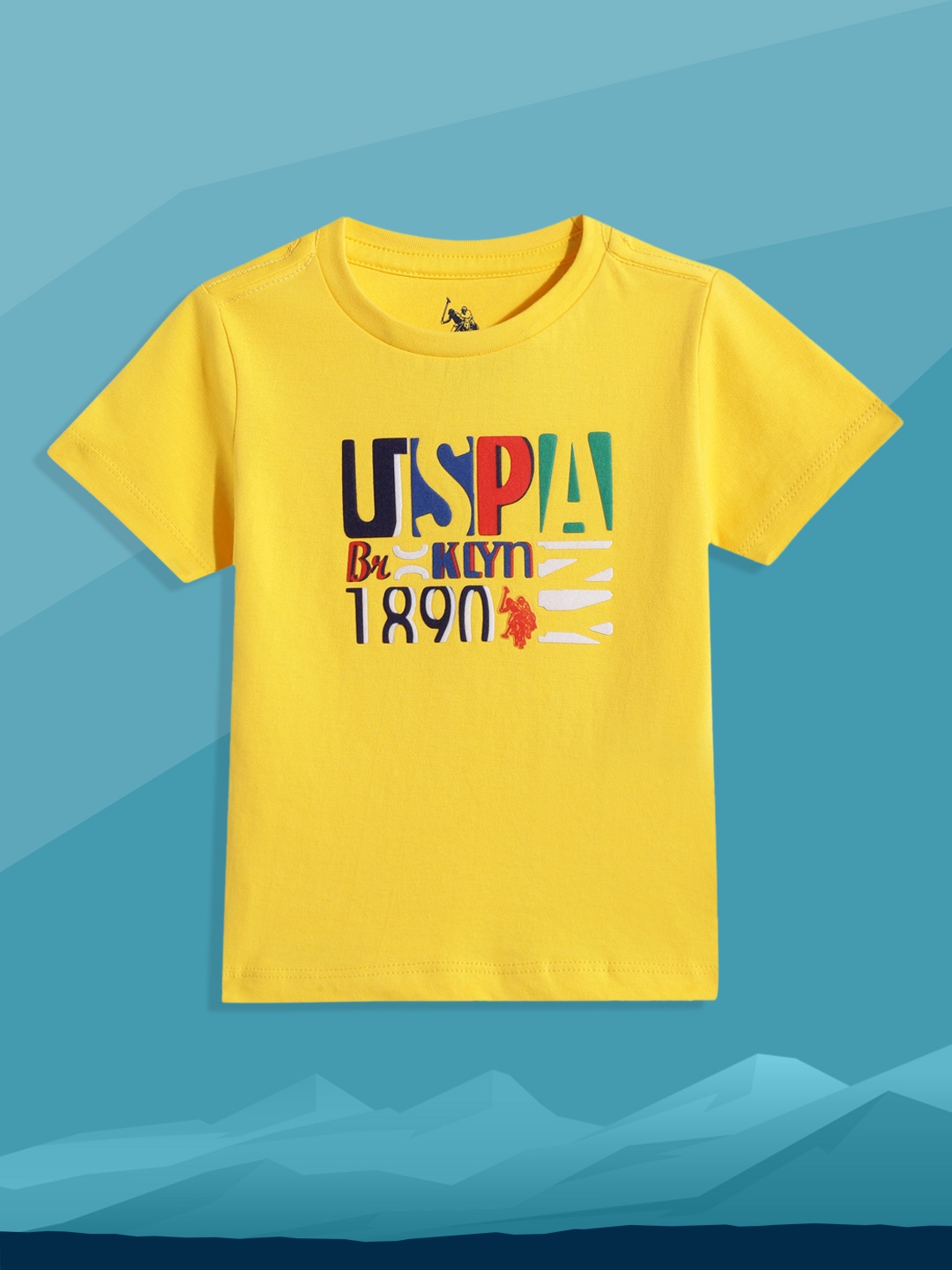 

U S Polo Assn Kids Boys Yellow Brand Logo Printed Pure Cotton T-shirt