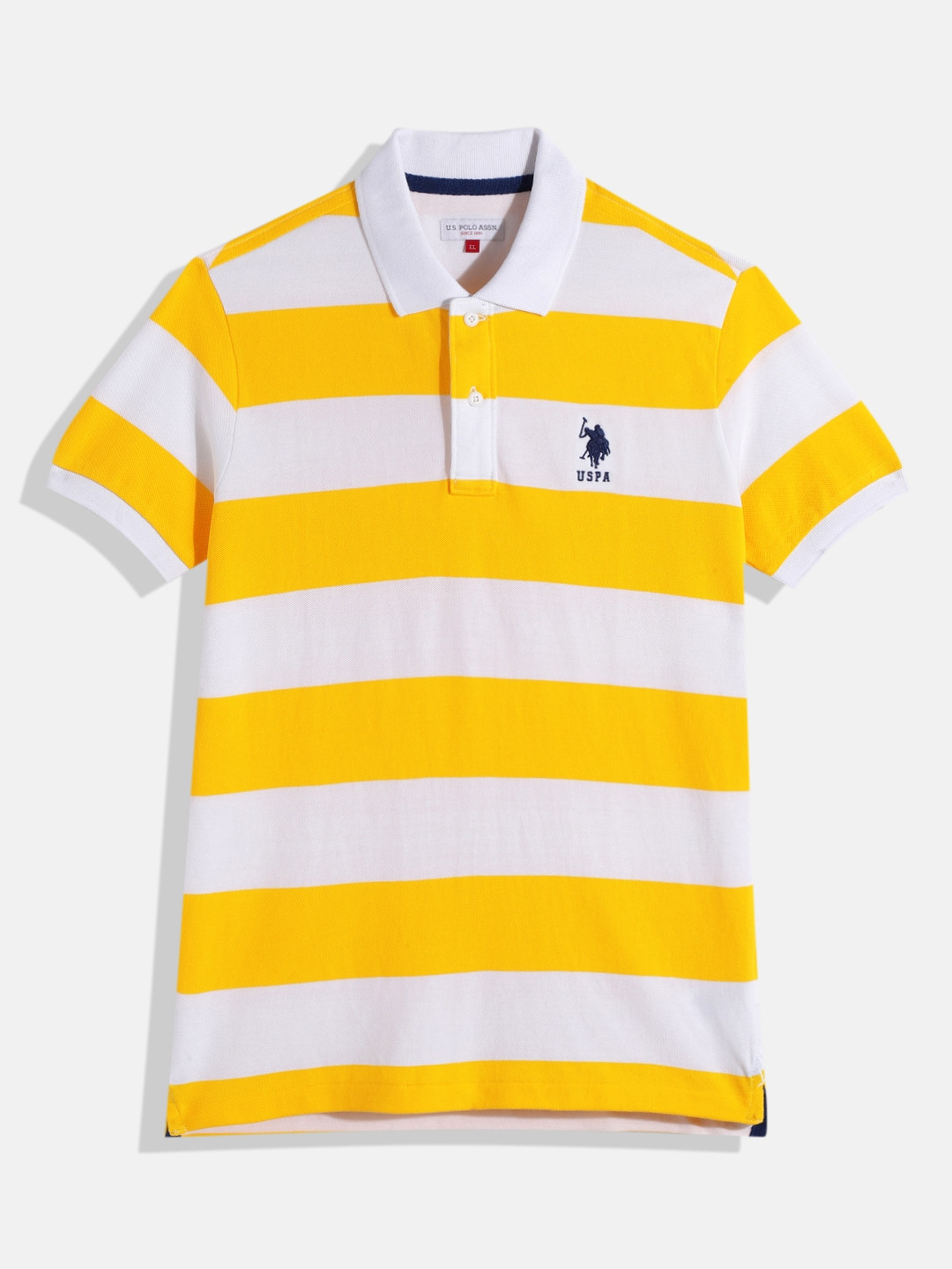 

U.S. Polo Assn. Kids Boys Striped Pure Cotton Polo Collar T-shirt, Yellow