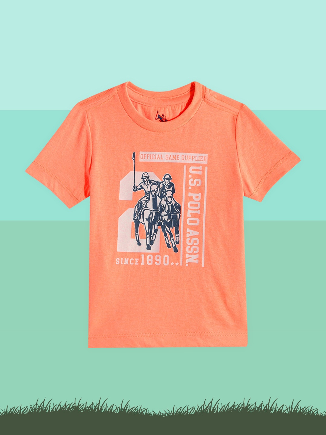 

U.S. Polo Assn. Kids Boys Orange Brand Logo Printed T-shirt